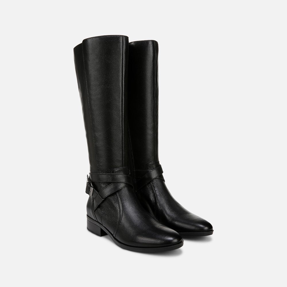 Naturalizer Rena Black Leather Riding Boots
